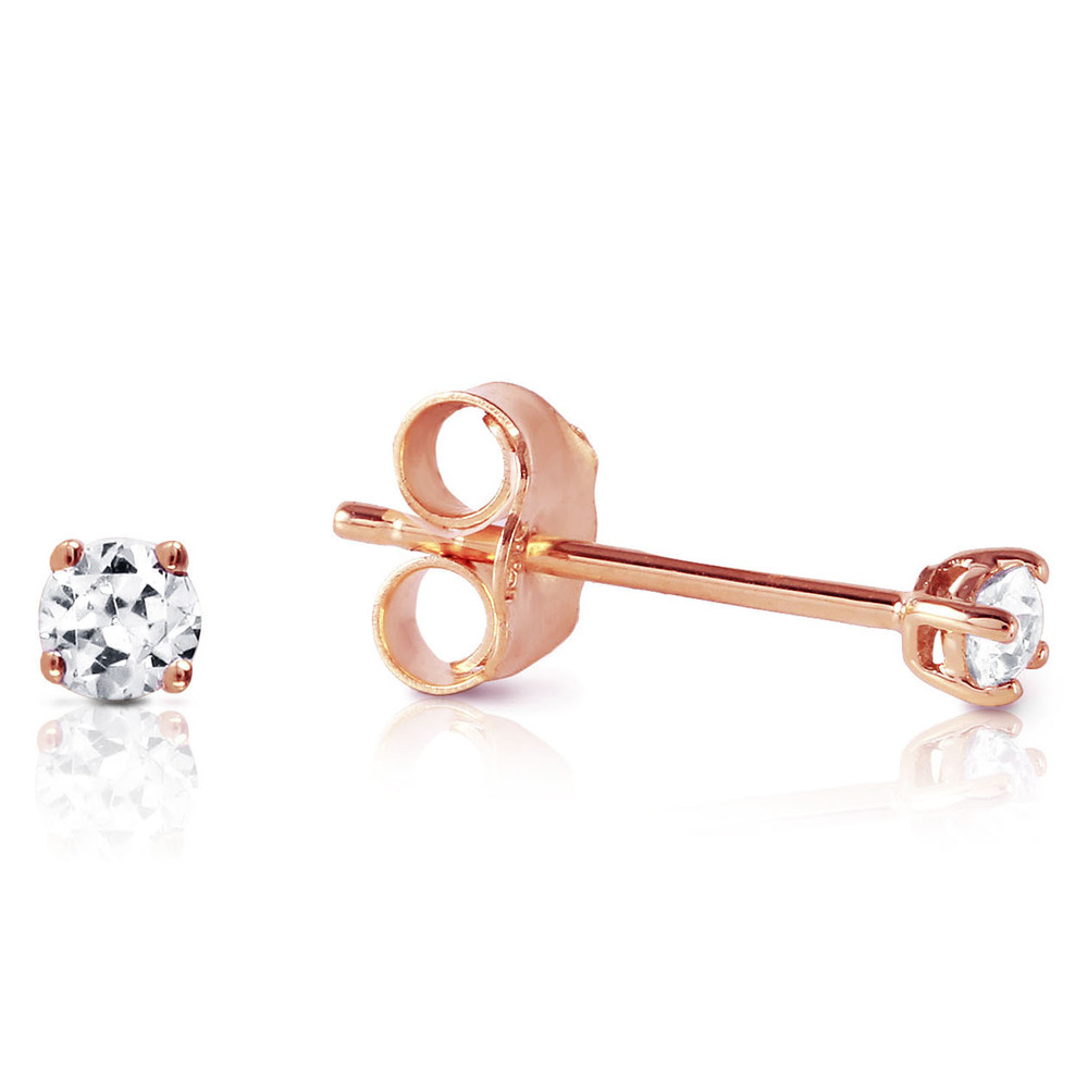 14K. GOLD STUD EARRINGS WITH 0.10 CT. NATURAL DIAMONDS (Rose Gold)